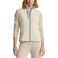 RLX Ralph Lauren Wanita Tech Terry Full Zip Golf Vest - Sand Heather/Hatteras Blue
