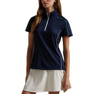RLX Ralph Lauren Wanita Mock Neck 1/4 Zip Golf Shirt - Multi Tentera Laut yang ditapis