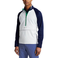 RLX Ralph Lauren Stretch Jersey Half -Zip Pullover - Tentera Laut Putih/Perancis Pure
