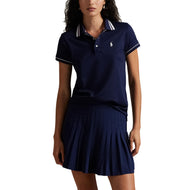 RLX Ralph Lauren Wanita Pique Polo Polo Shirt - Navy/White/Garden Pink