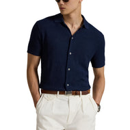RLX Ralph Lauren Cotton-Linen Blend Golf Shirt- Navy Refined