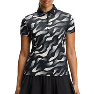 J.Lindeberg 女式 Tour Tech 印花高尔夫 Polo 衫 - Bunker Fade Black Moonbeam