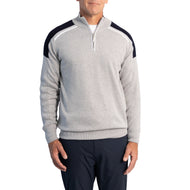 Glenmuir Selkirk Quarter Zip Ribbed Lengan Kapas Golf Pullover - Light Grey Marl