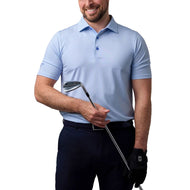 Glenmuir Carribridge Performance Polo Golf Shirt - Puti/ Light Blue
