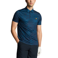 Lyle&Scott Contour印刷高尔夫球球衫 - 黑暗海军