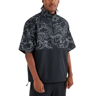 Malbon Evergreen Logo Golf Windshirt - Black Topography