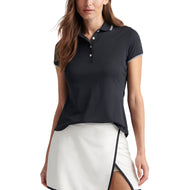 Peter Millar Women's Canterbury Tipped Sport Mesh Golf Polo Shirt - Black/Ivory