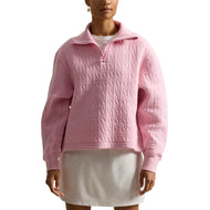 RLX Ralph Lauren Kabel Jacquard Berkait Setengah Zip Pullover Golf Wanita - Merah Jambu Muda