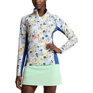 RLX Ralph Lauren Wanita UV Jersey 1/4 Zip Pullover - Cetakan Bouquet Floral