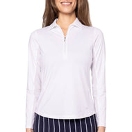 Golftini Women Cool Girl Long Sleeve Golf Polo Shirt - Puti