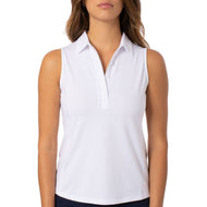 Golftini Women's Sleeveless Ruffle Golf Polo Shirt - Puti