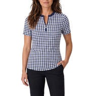 Baju Golf Leher Olok-olok Lynda Nivo Wanita - Tentera Laut/Putih