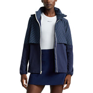 RLX Ralph Lauren Wanita Hibrid Overlay -Hood Jacket - Perancis Tentera Laut/Berlian Cetakan