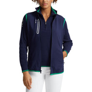 RLX Ralph Lauren Wanita Tech Terry Full Zip Golf Vest - Tentera Laut Perancis/Cruise Green