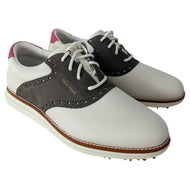 Cole Haan 女式 ØriginalGrand Saddle 高尔夫球鞋 - 象牙色/深橄榄色/白色/粉色