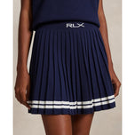 RLX Ralph Lauren Lauren Women's Knit Pleated Golf - Tentera Laut/Putih yang halus