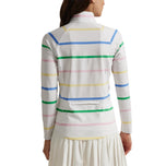 RLX Ralph Lauren Wanita Jersey UV Quarter Zip Golf Pullover - Seramik White Multi
