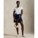 RLX Ralph Lauren Wanita Pique Polo Polo Shirt - Putih/Tentera Laut/Biru