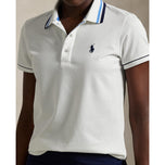 RLX Ralph Lauren Wanita Pique Polo Polo Shirt - Putih/Tentera Laut/Biru