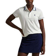 RLX Ralph Lauren Wanita Pique Polo Polo Shirt - Putih/Tentera Laut/Biru
