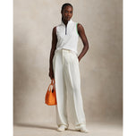 RLX Ralph Lauren Women’s Tour Pique Sleeveless Mock Neck 1/4 Zip Golf Top - White/Garden Pink/Pistachio