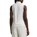 RLX Ralph Lauren Women’s Tour Pique Sleeveless Mock Neck 1/4 Zip Golf Top - White/Garden Pink/Pistachio
