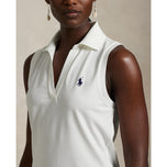 RLX RALPH LAUREN Women's Tour Pique V -Neck Sleeveless Polo Shirt - Seramik Putih
