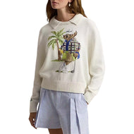 Polo Bear 2/48 Kapas Campuran Pullover Golf RLX Ralph Lauren Wanita - Berbilang Percikan Putih