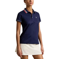 RLX Ralph Lauren Women's Tour Pique Golf Polo Shirt - Pinong Navy/Ceramic White/Hot Pink