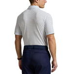 RLX Ralph Lauren Stripe Tour Pique Golf Polo Shirt - Office Blue Multi