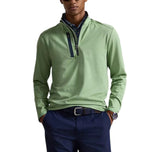 Pemandu RLX Ralph Lauren Luz Perf Jersey 1/4 Zip Golf Midlayer - Pedalaman Green Heather
