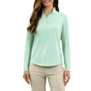 IBKUL Women's Solid Long Sleeve Zip Mock Neck Shirt - Pool Party