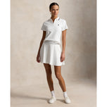 RLX Ralph Lauren Wanita Regangan Kabel Aktif Zip Baju Polo Golf - Seramik Putih/Tapis Berbilang Tentera Laut (Salinan)