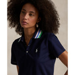 RLX Ralph Lauren Women’s Tour Pique Knit -Collar Polo Golf Shirt - Refined Navy/Tiller Green Multi