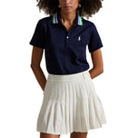 RLX Ralph Lauren Women’s Tour Pique Knit -Collar Polo Golf Shirt - Refined Navy/Tiller Green Multi