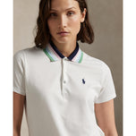 RLX Ralph Lauren Women's Tour Pique Knit-Collar Polo Golf Shirt - Ceramic White/Refined Navy Multi
