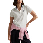 RLX Ralph Lauren Women's Tour Pique Knit-Collar Polo Golf Shirt - Ceramic White/Refined Navy Multi