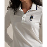 RLX Ralph Lauren Wanita Lawatan Pique Bear Long Sleeve Polo - Seramik Putih