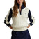 RLX Ralph Lauren Women's Cable Knit Quarter Zip Pullover - Antique White/Refined Navy