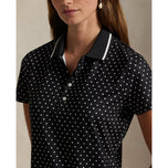 RLX Ralph Lauren Women's Printed Lightweight Airflow Golf Shirt - Polo Black Polka Dot