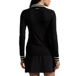 RLX Ralph Lauren Women's Rib Knit Long Sleeve Golf Shirt - Polo Black