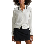 RLX Ralph Lauren Wanita Cotton Blend Knit Cardigan - Splash Putih/Polo Hitam