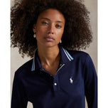 RLX Ralph Lauren Women's Tour Pique Long Sleeve Polo Shirt - Refined Navy/Sutton Blue/Ceramic White
