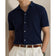 RLX Ralph Lauren Cotton-Linen Blend Golf Shirt- Refined Navy