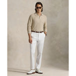 RLX Ralph Lauren Performance Polo -Collar Golf Sweater - Ecru Tan Heather