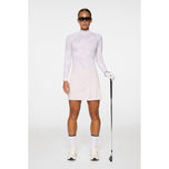 J.Lindeberg Women's Ella Print Compression Golf Shirt - Warp Grey Lilac