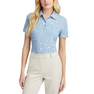 G/FORE WOMEN DISORTED CHECK SILKY TECH NYLON Golf Polo - Fjord