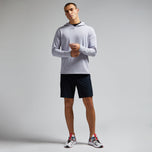 G/depan menyikat hoodie golf berteknologi - melange kelabu muda