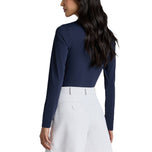 G/unahan ang kaibahan ng mga kababaihan ng kwelyo na malasutla tech long manggas golf polo shirt - Takip -silim