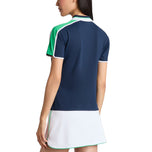 G/Fore Wanita Lengan Kontras Tech Pique Zip Baju Polo Golf - Twilight